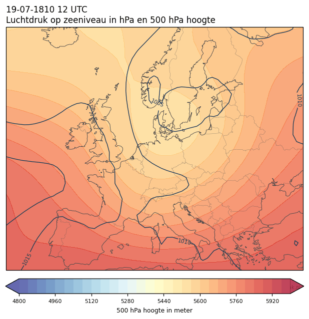 Weerkaart van 19 juli 1810 om 12 UTC