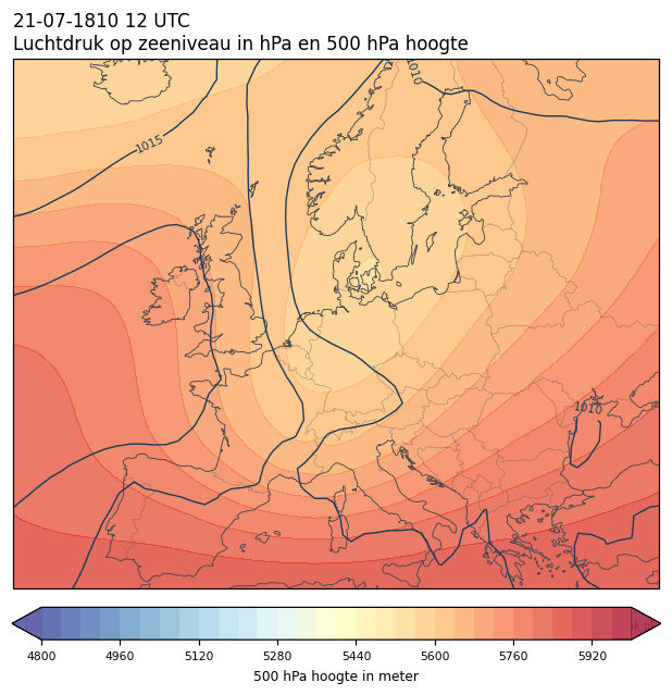 Weerkaart van 21 juli 1810 om 12 UTC