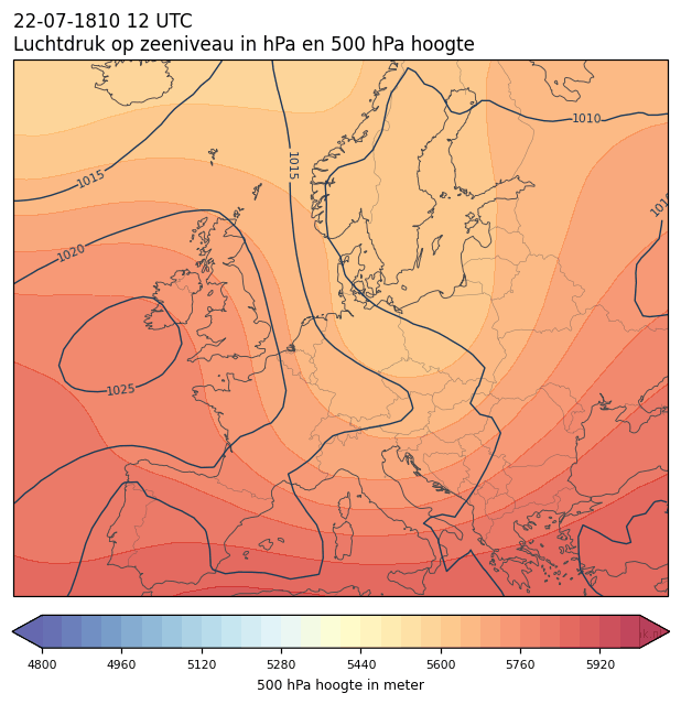 Weerkaart van 22 juli 1810 om 12 UTC