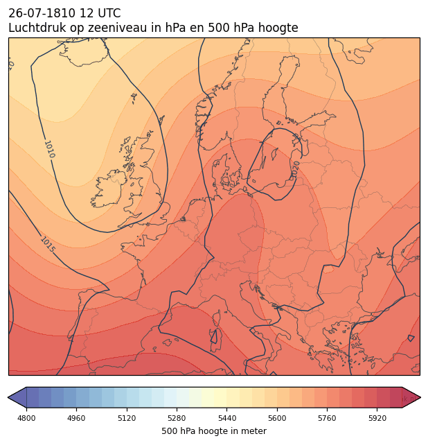 Weerkaart van 26 juli 1810 om 12 UTC