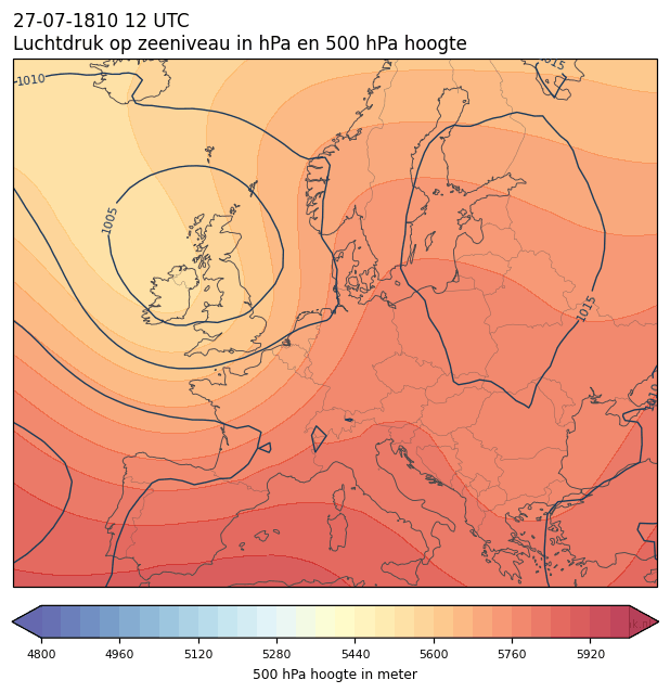 Weerkaart van 27 juli 1810 om 12 UTC