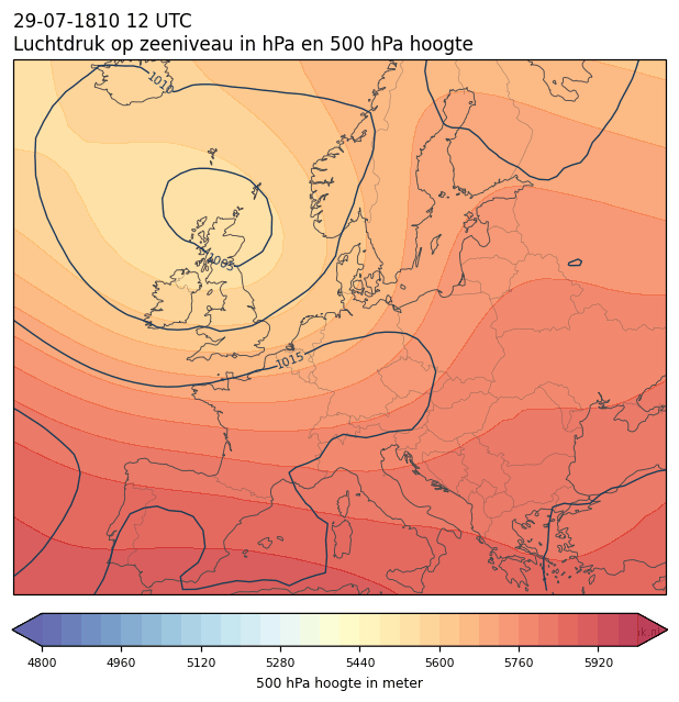 Weerkaart van 29 juli 1810 om 12 UTC