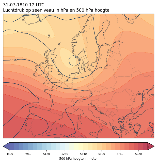 Weerkaart van 31 juli 1810 om 12 UTC