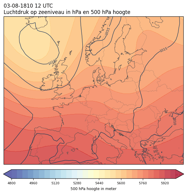 Weerkaart van 3 augustus 1810 om 12 UTC