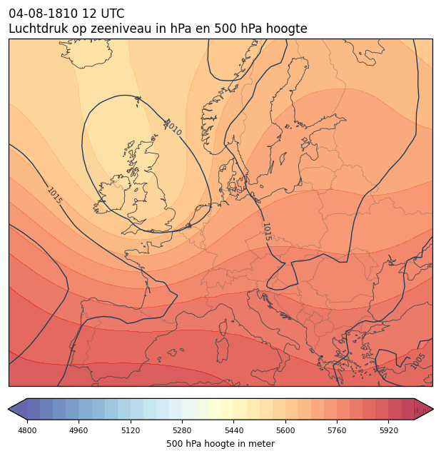 Weerkaart van 4 augustus 1810 om 12 UTC