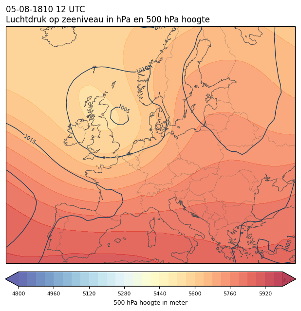 Weerkaart van 5 augustus 1810 om 12 UTC