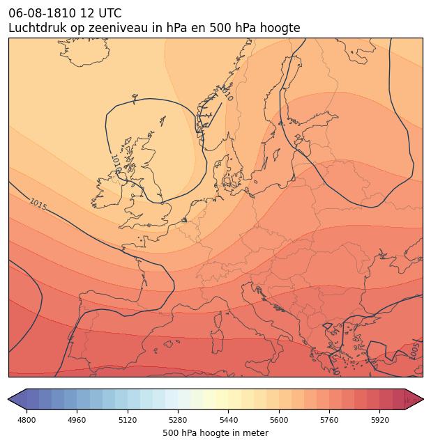 Weerkaart van 6 augustus 1810 om 12 UTC
