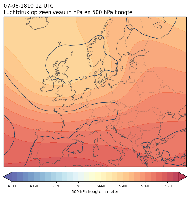 Weerkaart van 7 augustus 1810 om 12 UTC
