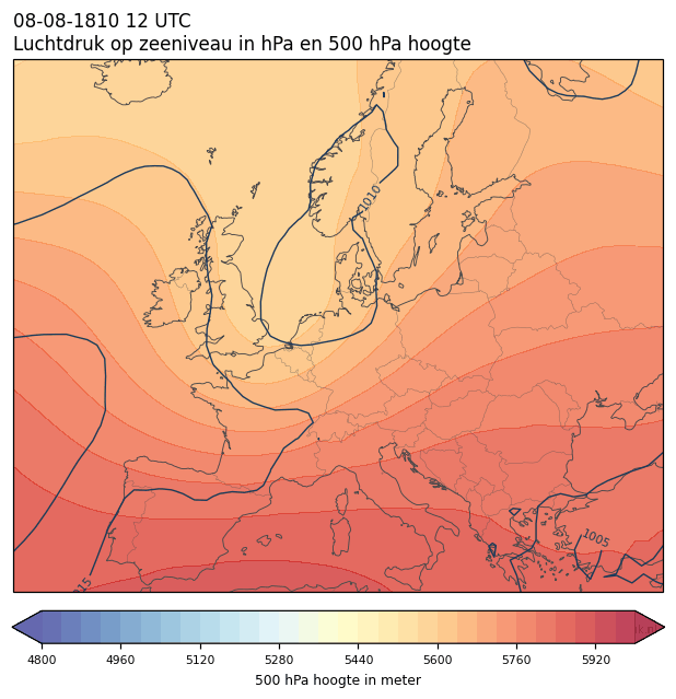 Weerkaart van 8 augustus 1810 om 12 UTC
