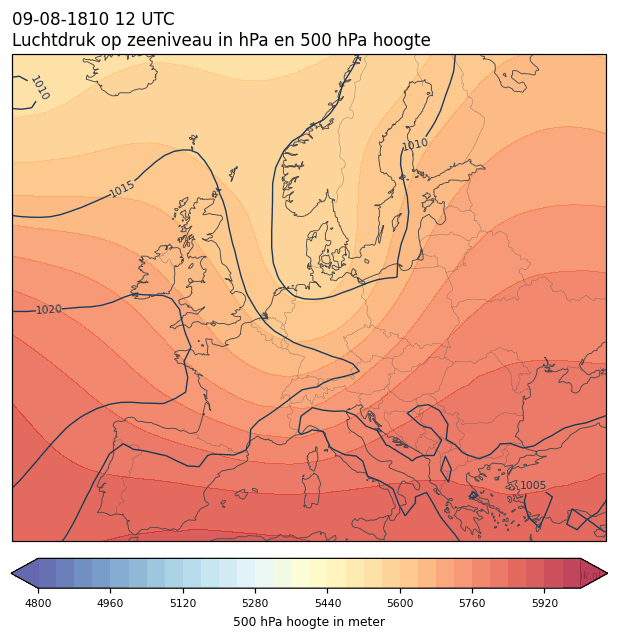 Weerkaart van 9 augustus 1810 om 12 UTC