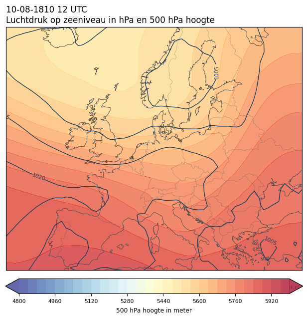 Weerkaart van 10 augustus 1810 om 12 UTC