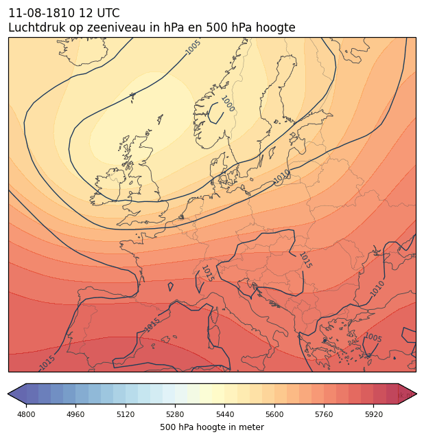 Weerkaart van 11 augustus 1810 om 12 UTC
