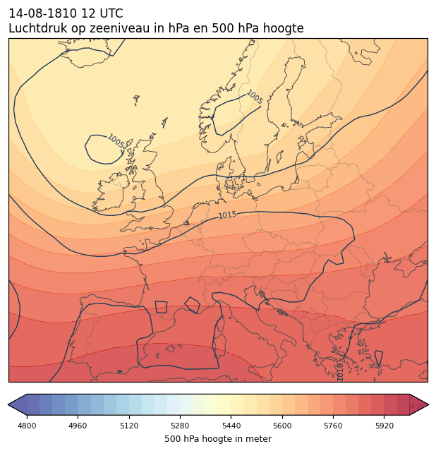 Weerkaart van 14 augustus 1810 om 12 UTC