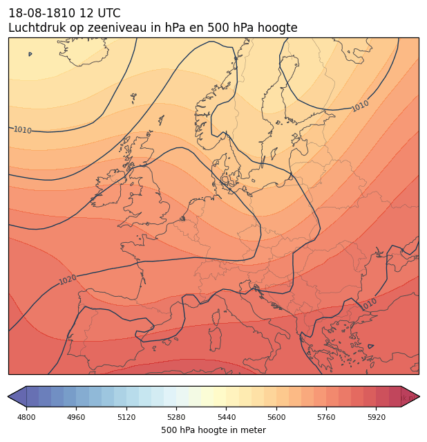 Weerkaart van 18 augustus 1810 om 12 UTC