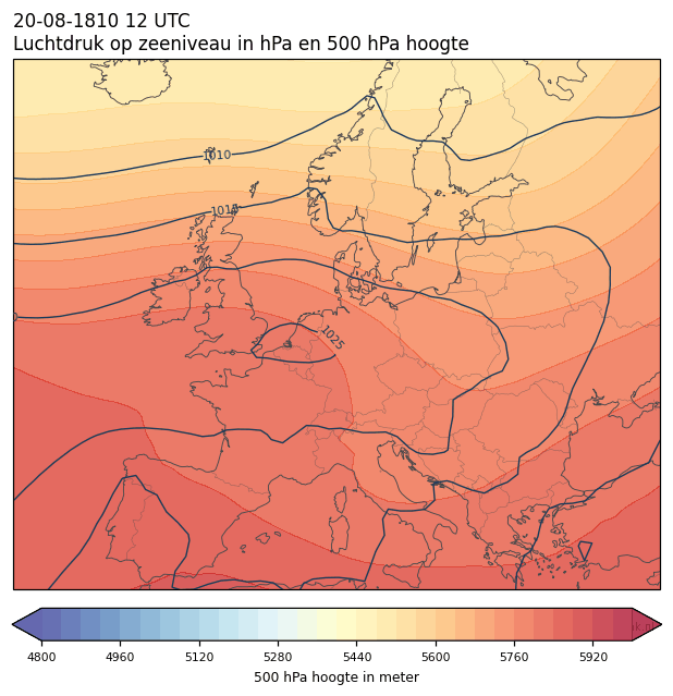 Weerkaart van 20 augustus 1810 om 12 UTC
