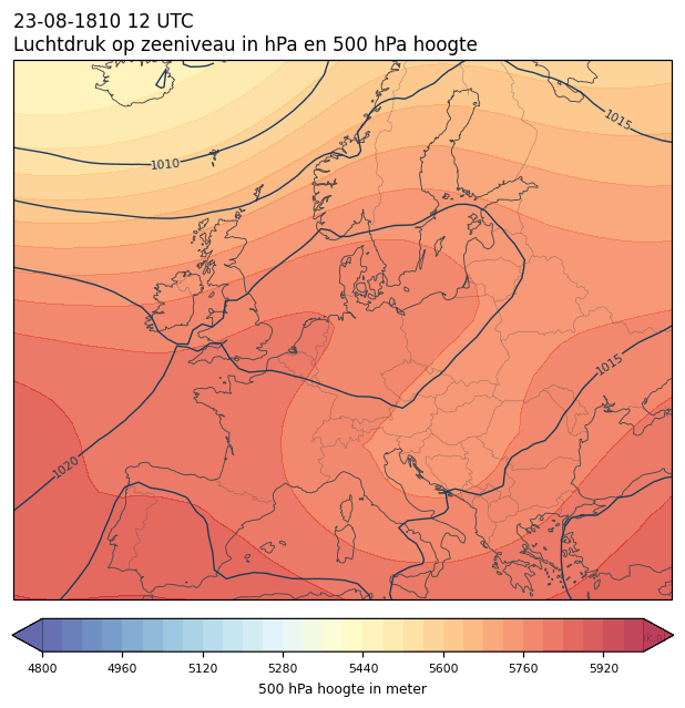 Weerkaart van 23 augustus 1810 om 12 UTC