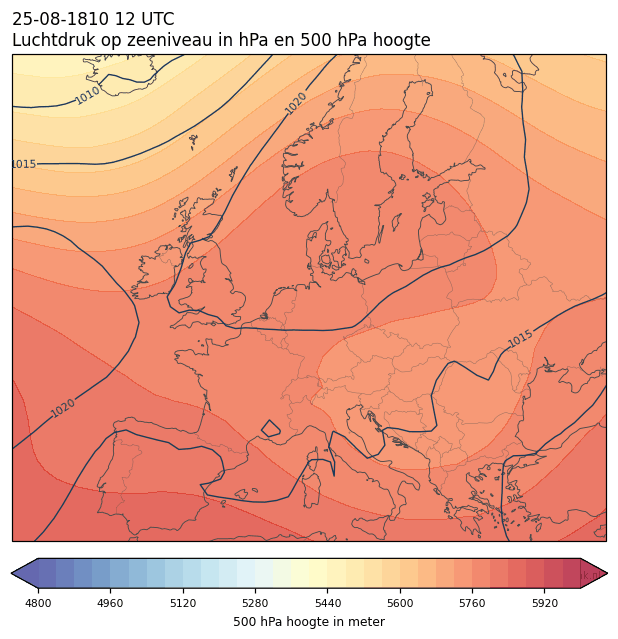 Weerkaart van 25 augustus 1810 om 12 UTC