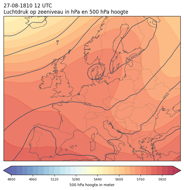 Weerkaart van 27 augustus 1810 om 12 UTC