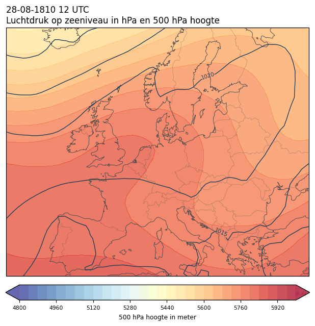 Weerkaart van 28 augustus 1810 om 12 UTC