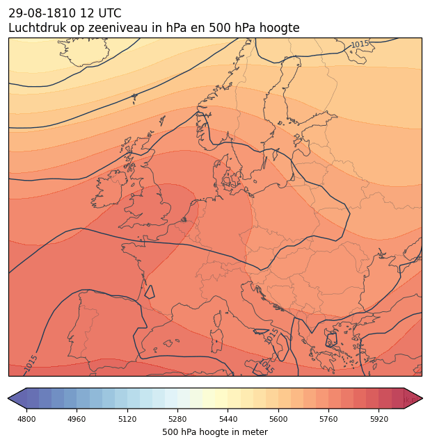 Weerkaart van 29 augustus 1810 om 12 UTC