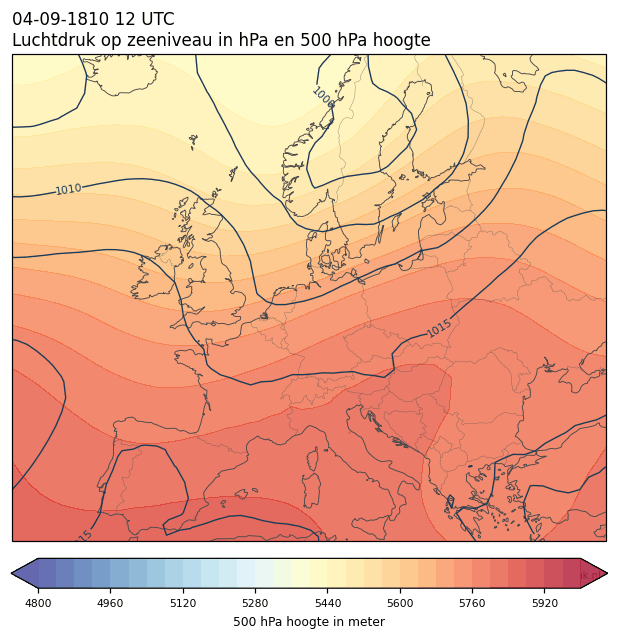Weerkaart van 4 september 1810 om 12 UTC