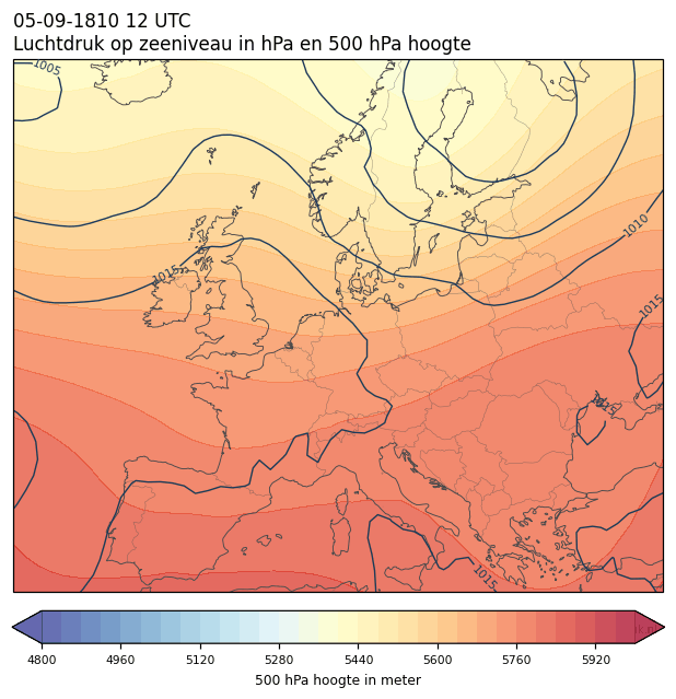 Weerkaart van 5 september 1810 om 12 UTC