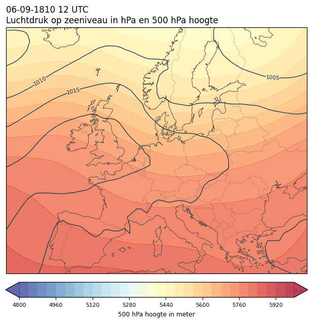 Weerkaart van 6 september 1810 om 12 UTC