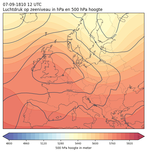 Weerkaart van 7 september 1810 om 12 UTC