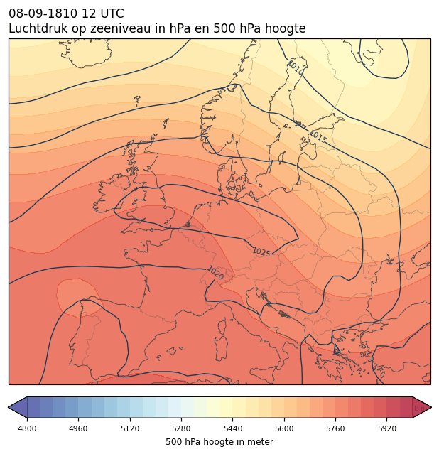 Weerkaart van 8 september 1810 om 12 UTC