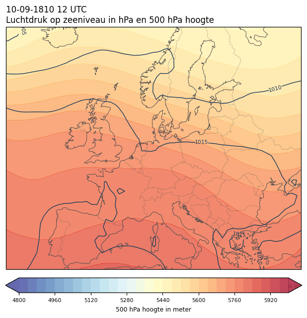 Weerkaart van 10 september 1810 om 12 UTC