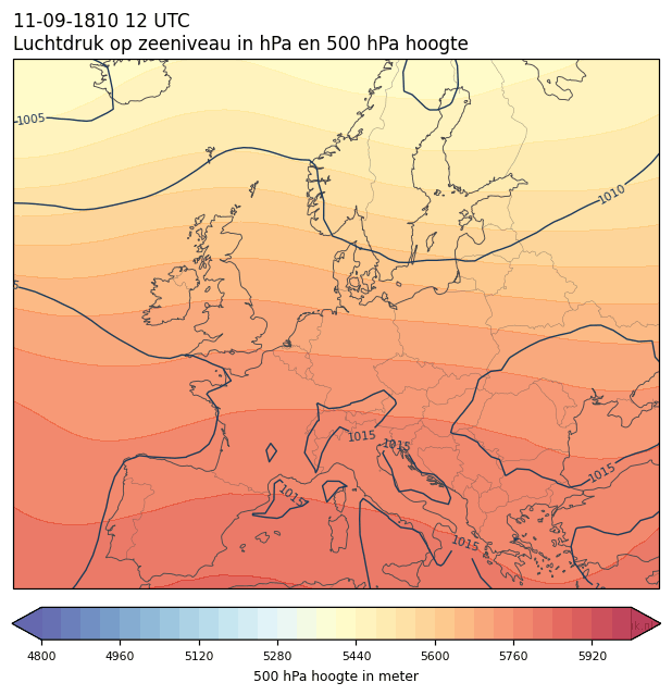 Weerkaart van 11 september 1810 om 12 UTC