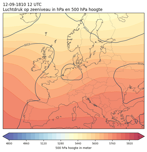 Weerkaart van 12 september 1810 om 12 UTC