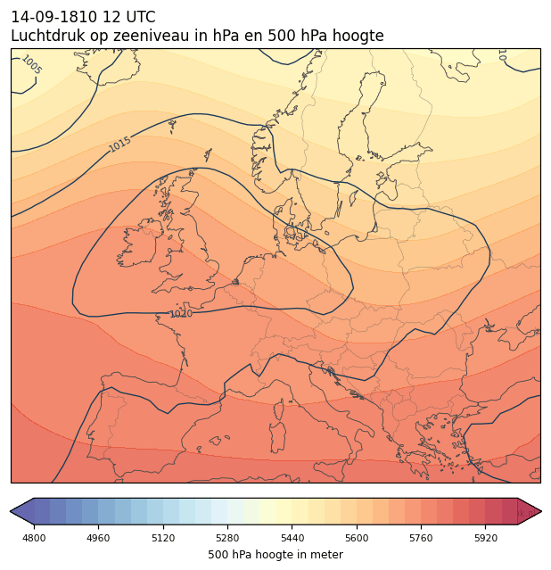 Weerkaart van 14 september 1810 om 12 UTC