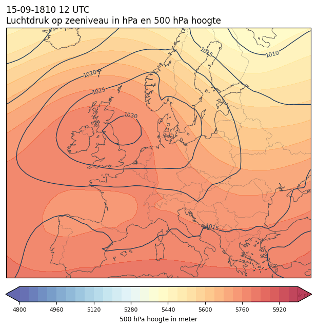 Weerkaart van 15 september 1810 om 12 UTC