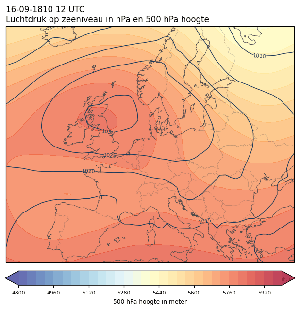 Weerkaart van 16 september 1810 om 12 UTC