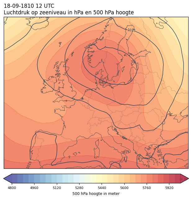Weerkaart van 18 september 1810 om 12 UTC