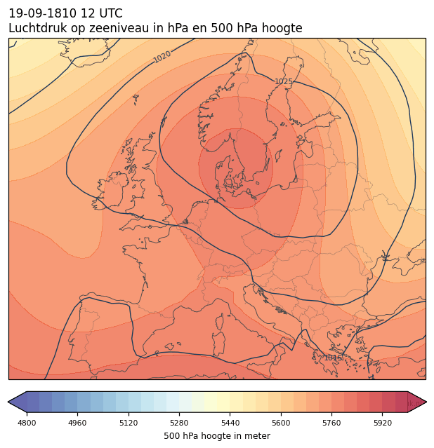 Weerkaart van 19 september 1810 om 12 UTC