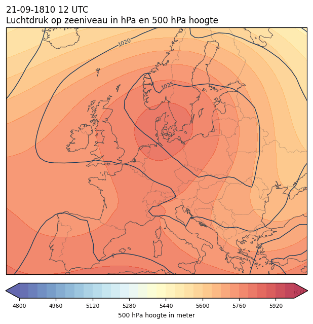Weerkaart van 21 september 1810 om 12 UTC