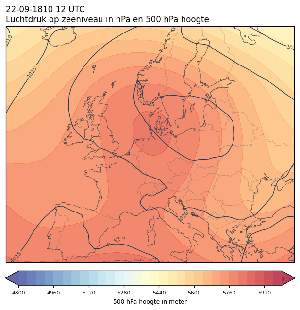 Weerkaart van 22 september 1810 om 12 UTC