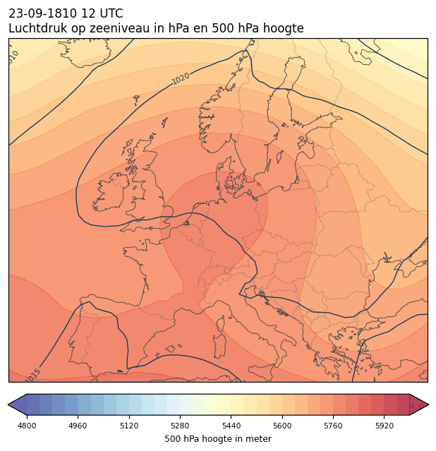 Weerkaart van 23 september 1810 om 12 UTC