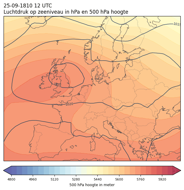 Weerkaart van 25 september 1810 om 12 UTC
