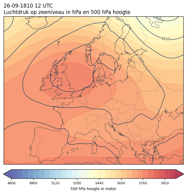 Weerkaart van 26 september 1810 om 12 UTC