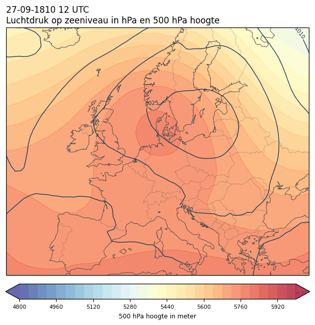 Weerkaart van 27 september 1810 om 12 UTC