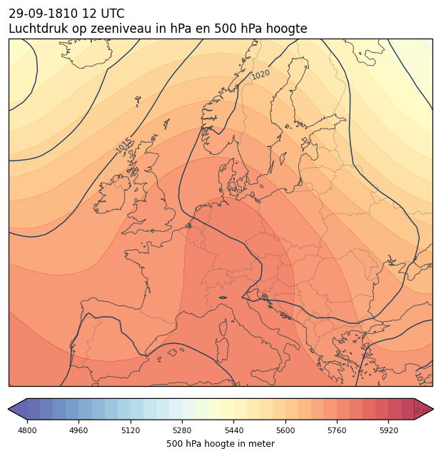 Weerkaart van 29 september 1810 om 12 UTC