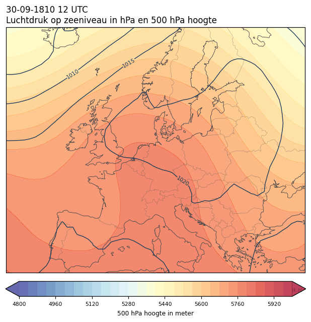 Weerkaart van 30 september 1810 om 12 UTC