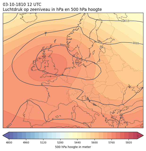Weerkaart van 3 oktober 1810 om 12 UTC