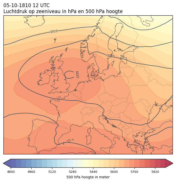 Weerkaart van 5 oktober 1810 om 12 UTC
