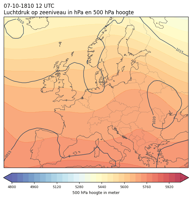 Weerkaart van 7 oktober 1810 om 12 UTC