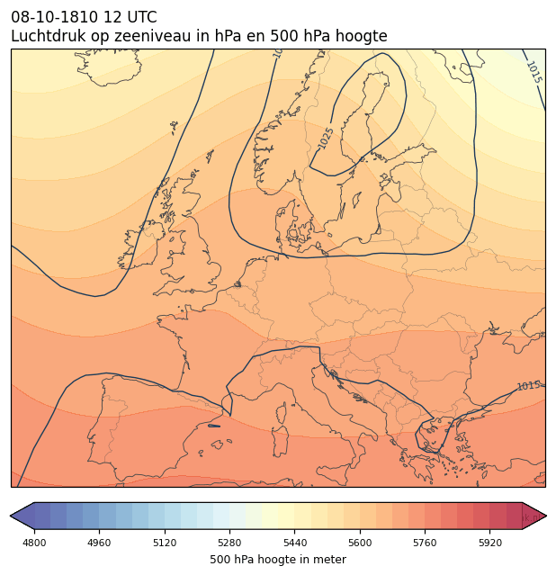 Weerkaart van 8 oktober 1810 om 12 UTC