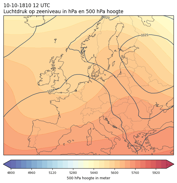 Weerkaart van 10 oktober 1810 om 12 UTC